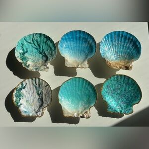 Handmade seashell ring fish for jewelry, ocean theme, painted